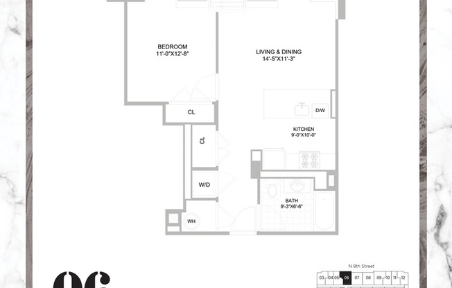 1 bed, 1 bath, $5,144, Unit 2_206