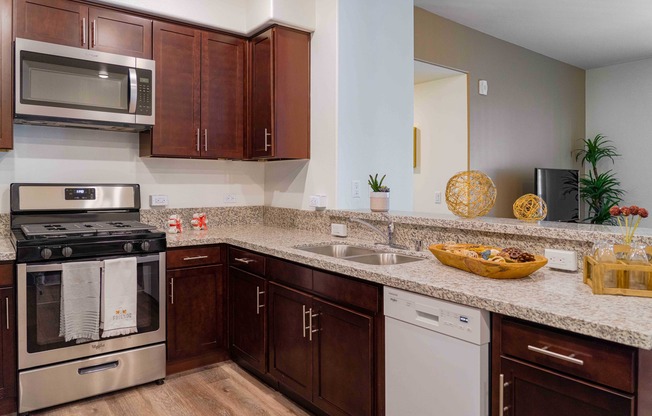 kitchen with stainless steel appliances at Turtle Creek apartments