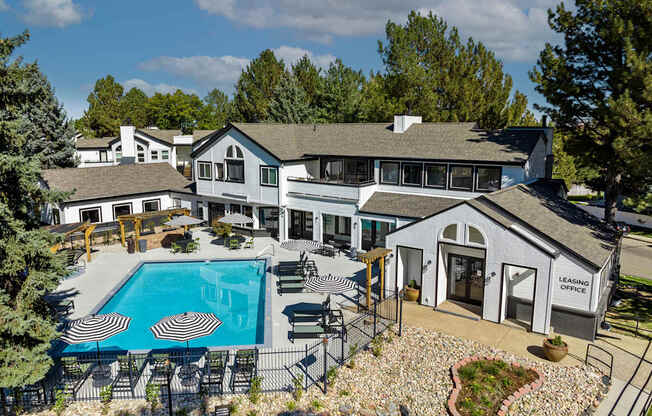 A large house with a pool in the backyard.