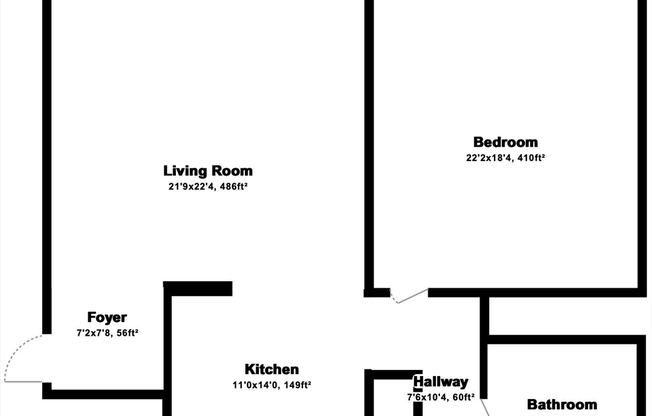 1 bed, 1 bath, 675 sqft, $2,400, Unit 22