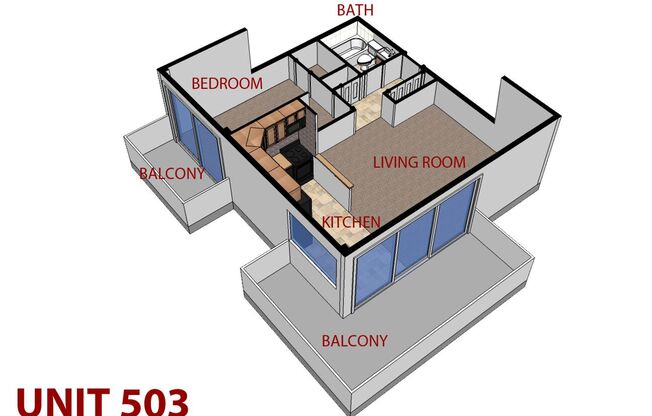 1 bed, 1 bath, 531 sqft, $1,395, Unit 503