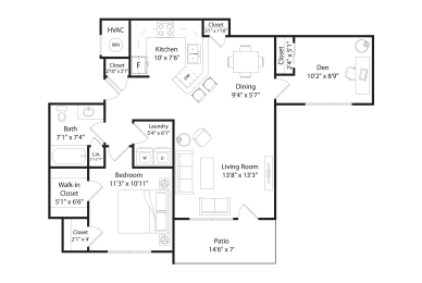 1 bed, 1 bath, 997 sqft, $1,190