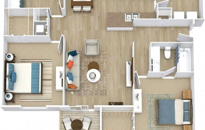 2 beds, 2 baths, 1,202 sqft, $1,500