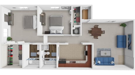 2 beds, 2 baths, 884 sqft, $1,099