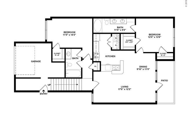 2 beds, 2 baths, 1,342 sqft, $1,710