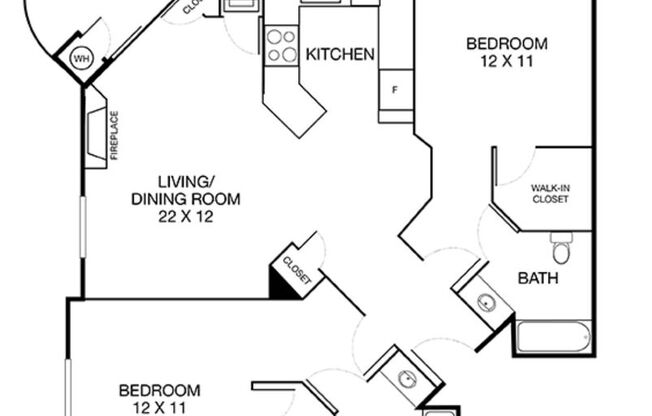 2 beds, 2 baths, 1,300 sqft, $4,458, Unit 1412