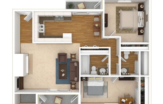 2 beds, 1.5 baths, 1,042 sqft, $1,900