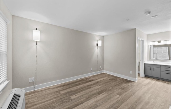 Studio Domain Apartments in Austin, Texas Studio and Bathroom