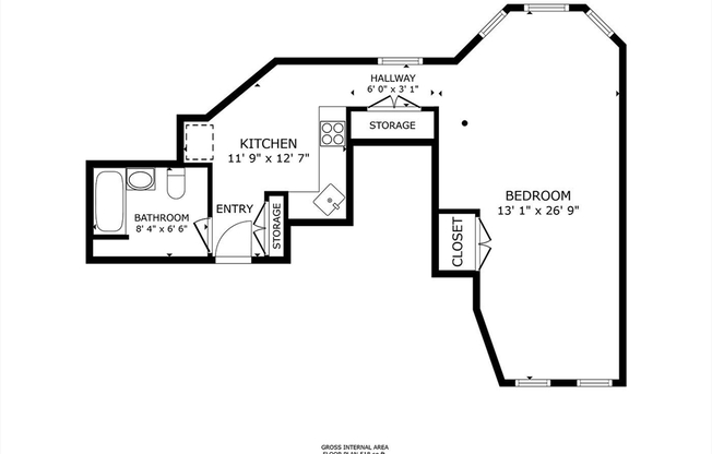 Studio, 1 bath, 518 sqft, $2,500, Unit 32