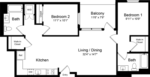 2 beds, 2 baths, 1,025 sqft, $5,648, Unit 613