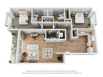 2 beds, 2 baths, 1,102 sqft, $1,472