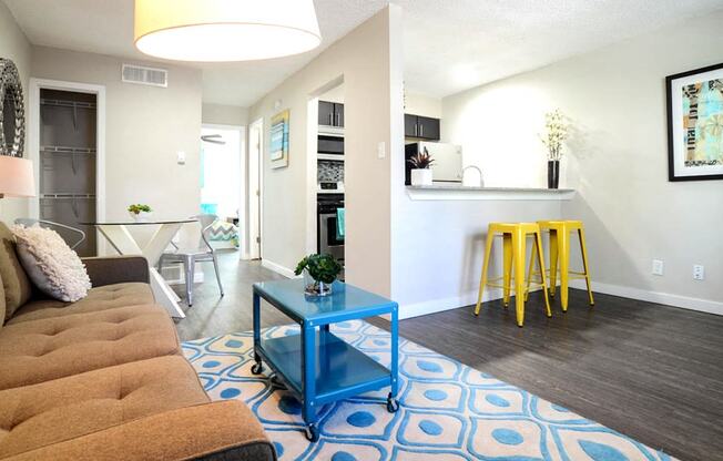 Contemporary Living Room at Mesh Properties, Austin, Texas