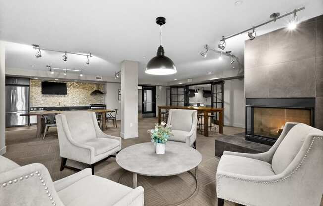 the preserve at ballantyne commons living room and fireplace