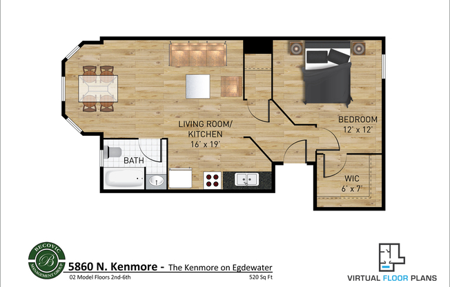 1 bed, 1 bath, 520 sqft, $1,785, Unit 402