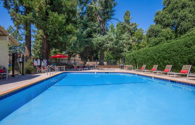 a blue pool of water