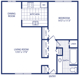 1 bed, 1 bath, 825 sqft, $954