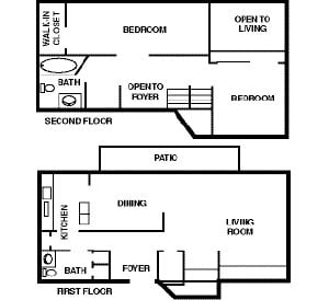 2 beds, 1,244 sqft, $1,422