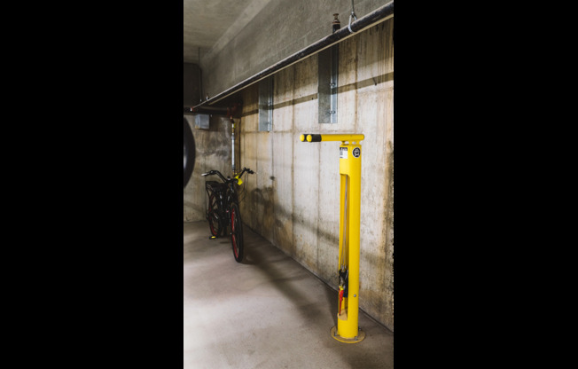 Bike room with bicycle storage and fix it station