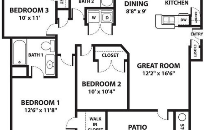3 beds, 2 baths, 1,100 sqft, $1,467