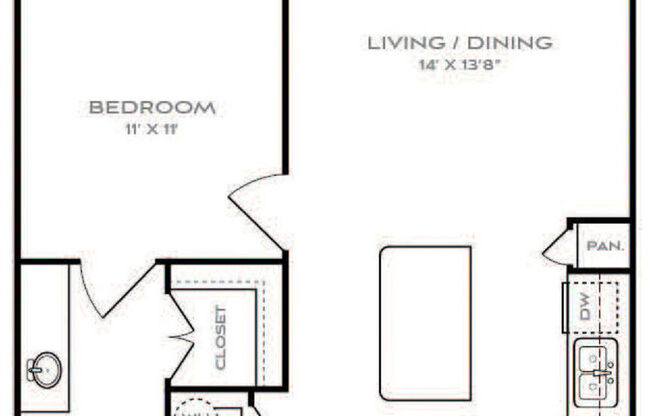 1 bed, 1 bath, 630 sqft, $1,334