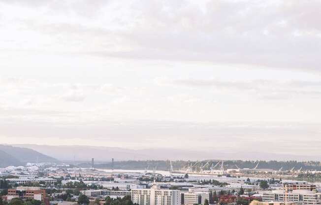 a view of the city from above