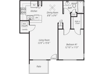 1 bed, 1 bath, 670 sqft, $2,288