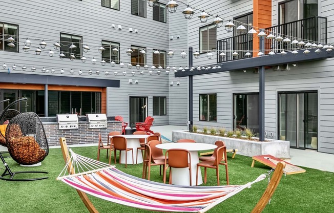 Outdoor courtyard at The Mill Apartments in Benson, NE