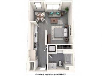 Studio, 1 bath, 596 sqft, $2,694