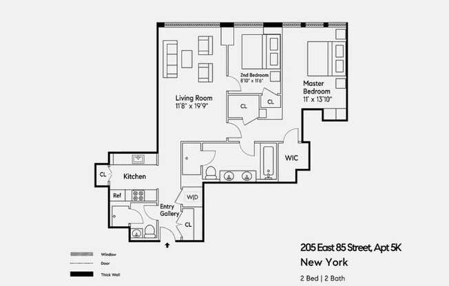 2 beds, 2 baths, 1,028 sqft, $8,750, Unit 5K