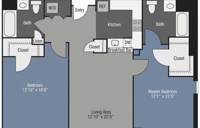 2 beds, 2 baths, 1,158 sqft, $2,522