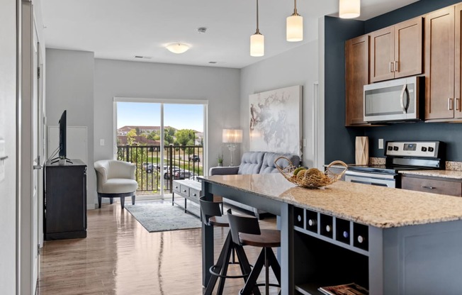 Kitchen Island with Overhead Lighting