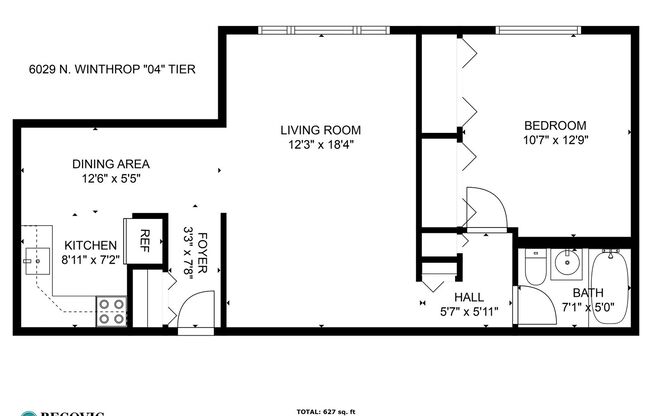 1 bed, 1 bath, 581 sqft, $1,850, Unit 504