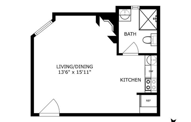 Studio, 1 bath, $2,495, Unit 5B