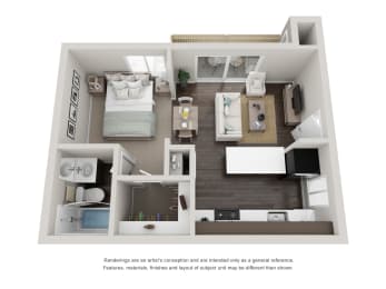 Studio, 1 bath, 480 sqft, $1,334