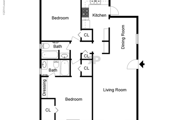 2 beds, 1 bath, 1,256 sqft, $1,385