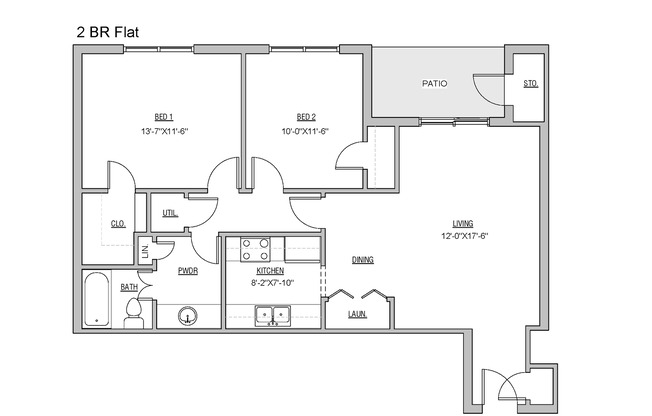 2 beds, 1 bath, 980 sqft, $1,190, Unit A07