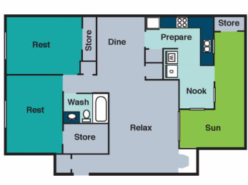 2 beds, 1 bath, 1,060 sqft, $1,380