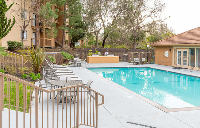 Pool with Lounge Chairs  Bella Vista at Hilltop Apartments for rent in Richmond CA 94806