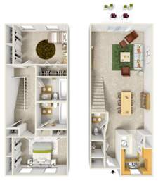2 beds, 2.5 baths, 1,442 sqft, $1,174