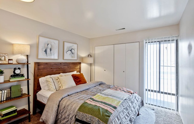 Bedroom With Expansive Windows at Cliffs at Canyon Ridge, Ogden