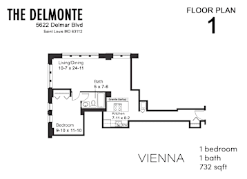 1 bed, 1 bath, 732 sqft, $1,300