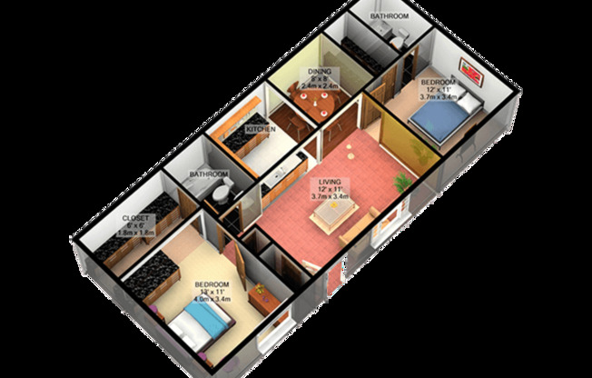 2 beds, 1.5 baths, 880 sqft, $1,200