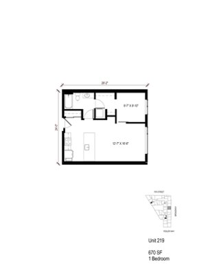1 bed, 1 bath, 670 sqft, $2,286