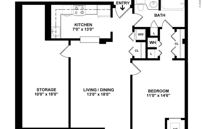 1 bed, 1 bath, 645 sqft, $2,526