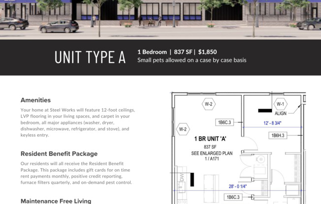 1 bed, 1 bath, 837 sqft, $1,395, Unit 224 N. Front St Apt 304