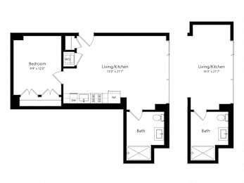 1 bed, 1 bath, 581 sqft, $2,173