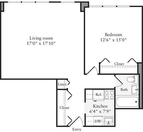 1 bed, 1 bath, 650 sqft, $4,450