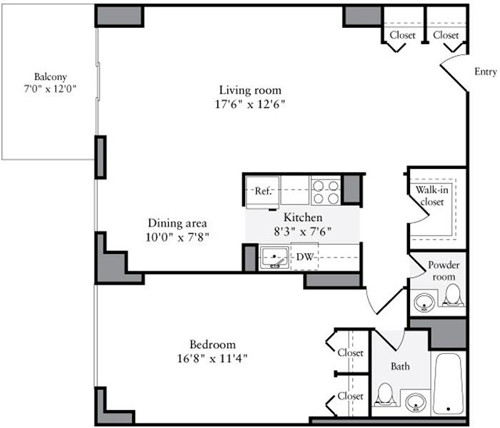 1 bed, 1 bath, 753 sqft, $5,911, Unit 22D