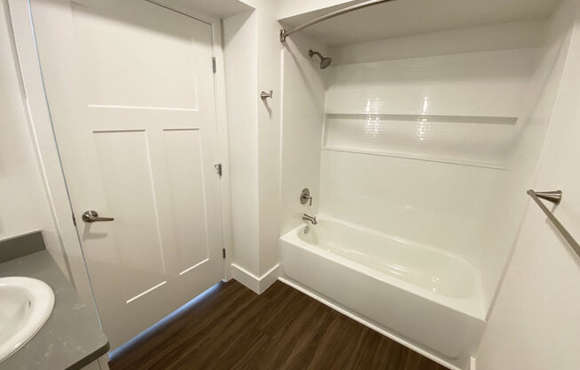 Renovated, Modern Shower/Bathtub at Byron Lakes Apartments in Byron Center, MI