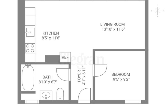 1 bed, 1 bath, $3,250, Unit 2E